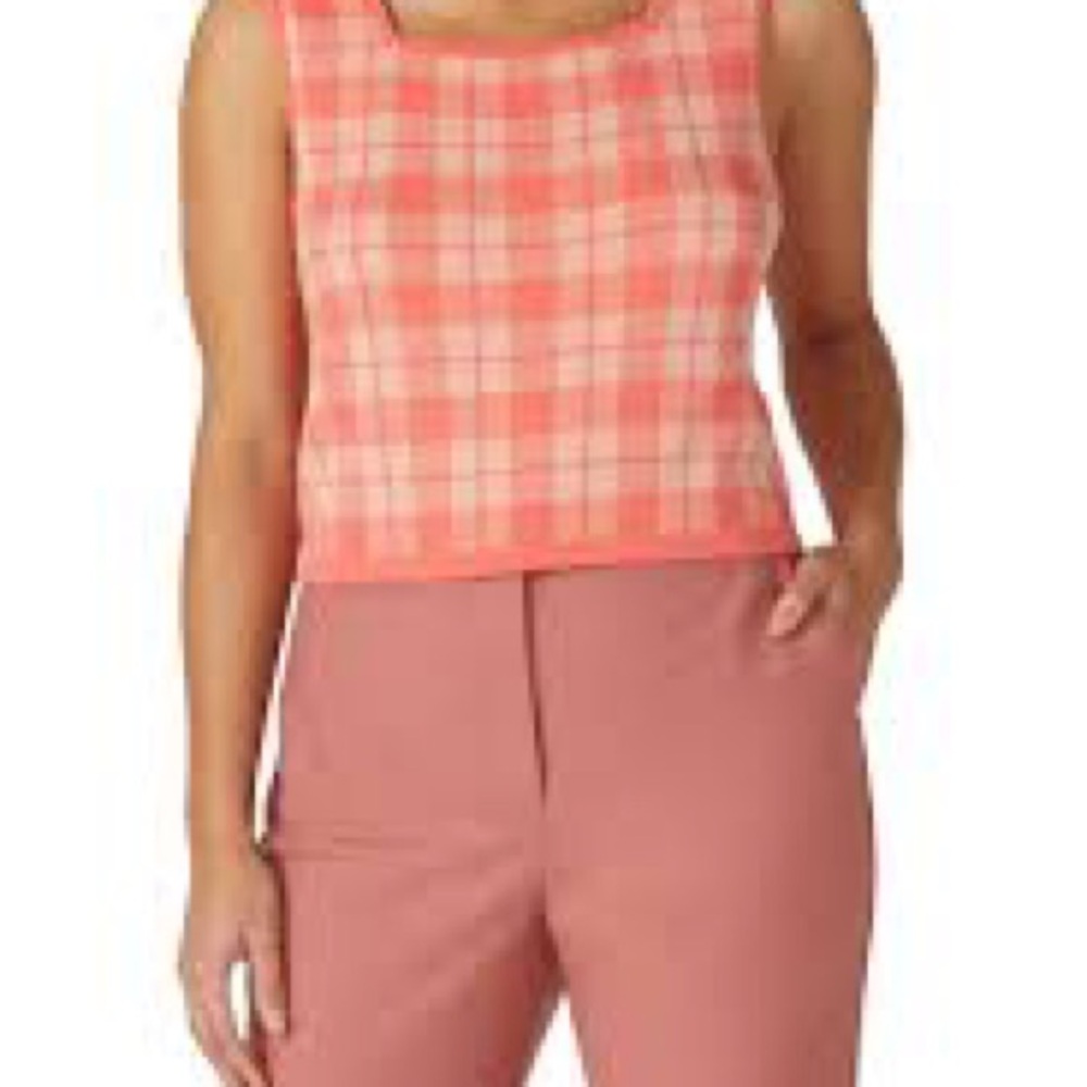 NWOT kate spade Orange Plaid Sleeveless Cropped Knit Top